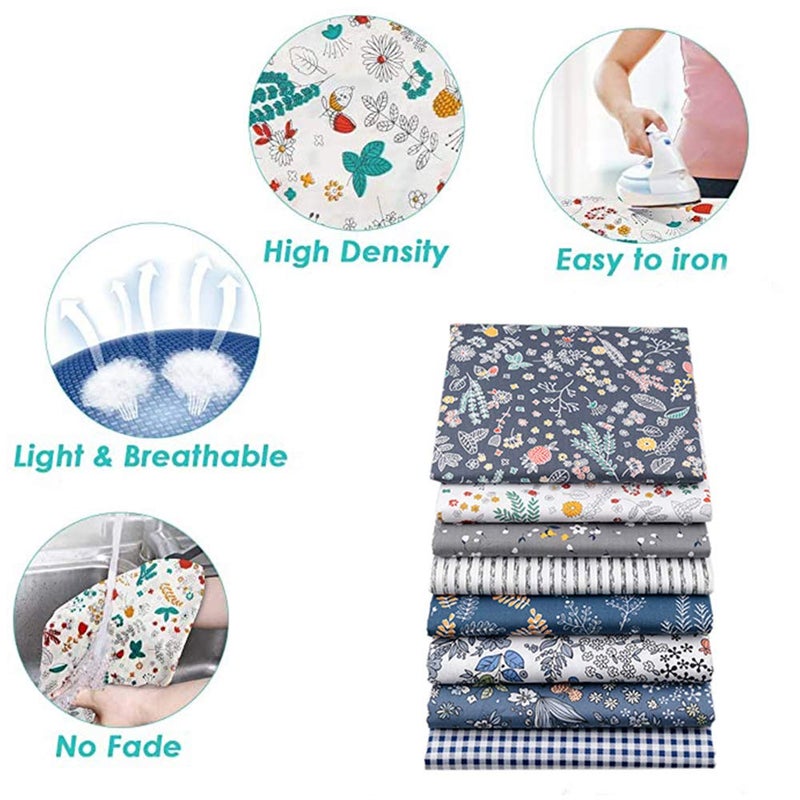 Hanjunzhao Checked Striped Floral Quilting Fabric, Dark Blue Gray Fat Quarters Fabric Bundles,18 x 22 inches - Image 5